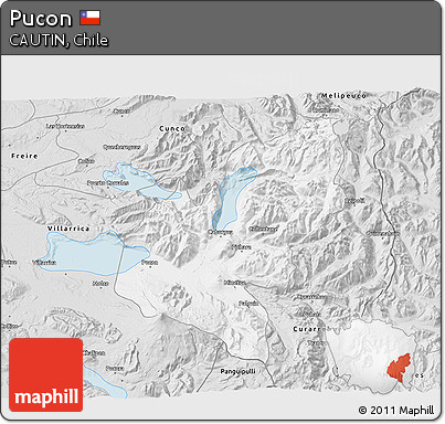 Silver Style 3D Map of Pucon