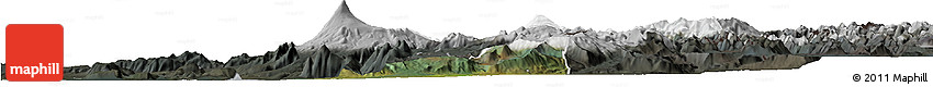 Satellite Horizon Map of Pucon, darken, semi-desaturated
