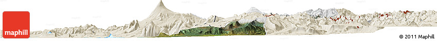 Satellite Horizon Map of Pucon, shaded relief outside