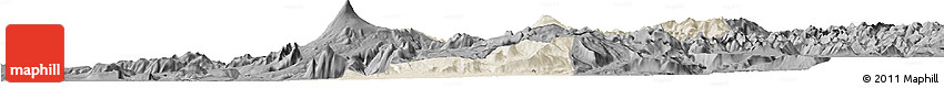 Shaded Relief Horizon Map of Pucon, darken, desaturated