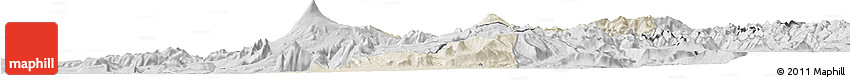 Shaded Relief Horizon Map of Pucon, desaturated