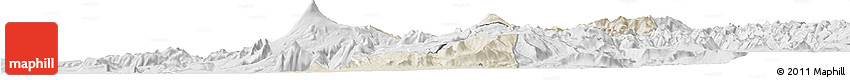 Shaded Relief Horizon Map of Pucon, lighten, desaturated