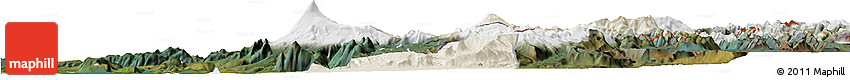 Shaded Relief Horizon Map of Pucon, satellite outside