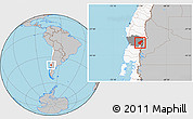 Gray Location Map of Pucon, highlighted country, highlighted parent region