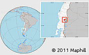 Gray Location Map of Pucon, highlighted country