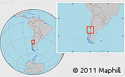 Gray Location Map of Pucon, highlighted parent region, within the entire country