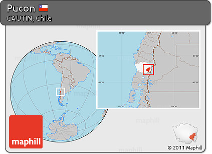 Gray Location Map of Pucon, highlighted parent region