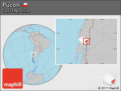 Gray Location Map of Pucon, highlighted parent region