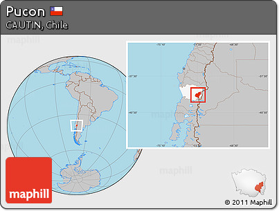 Gray Location Map of Pucon, highlighted parent region