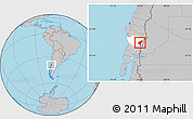 Gray Location Map of Pucon, highlighted parent region