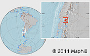 Gray Location Map of Pucon, hill shading