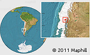 Satellite Location Map of Pucon, highlighted country