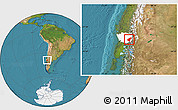 Satellite Location Map of Pucon, highlighted parent region