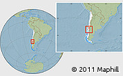 Savanna Style Location Map of Pucon, highlighted country, within the entire country, hill shading