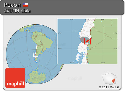 Savanna Style Location Map of Pucon, highlighted country, highlighted parent region