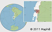 Savanna Style Location Map of Pucon, highlighted country, highlighted parent region