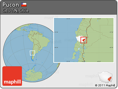 Savanna Style Location Map of Pucon, highlighted parent region