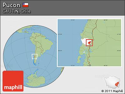 Savanna Style Location Map of Pucon, highlighted parent region