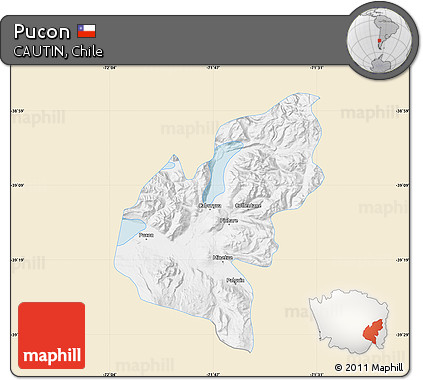 Classic Style Map of Pucon, single color outside