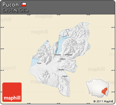 Classic Style Map of Pucon, single color outside