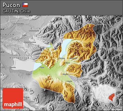 Physical Map of Pucon, desaturated
