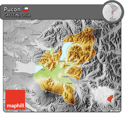 Physical Map of Pucon, desaturated