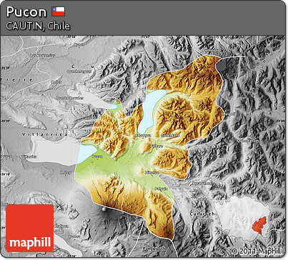 Physical Map of Pucon, desaturated