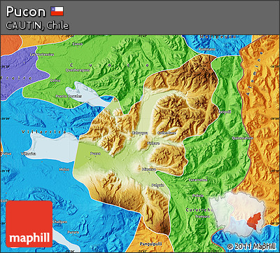 Physical Map of Pucon, political outside
