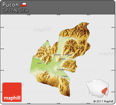 Physical Map of Pucon, single color outside