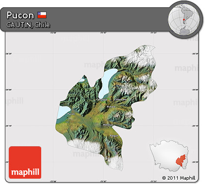 Satellite Map of Pucon, cropped outside