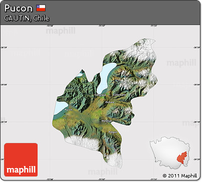 Satellite Map of Pucon, cropped outside