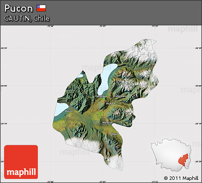 Satellite Map of Pucon, cropped outside