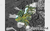 Satellite Map of Pucon, darken, desaturated