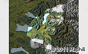 Satellite Map of Pucon, darken