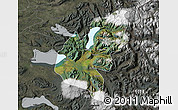 Satellite Map of Pucon, darken, semi-desaturated