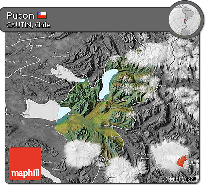 Satellite Map of Pucon, desaturated