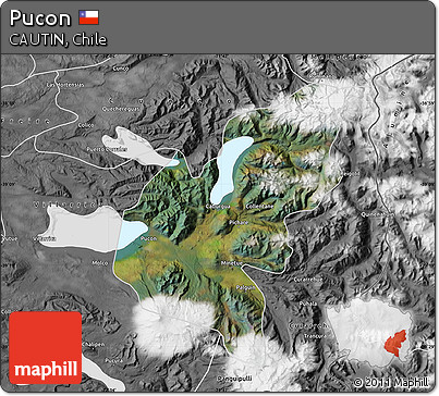 Satellite Map of Pucon, desaturated