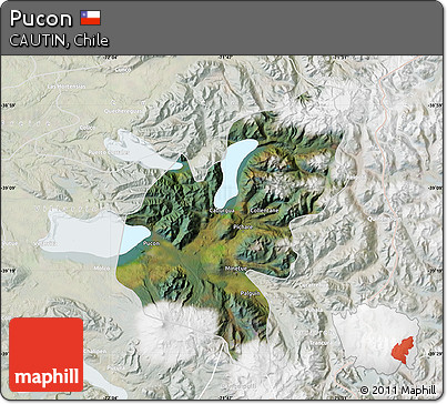 Satellite Map of Pucon, lighten
