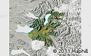 Satellite Map of Pucon, lighten, semi-desaturated