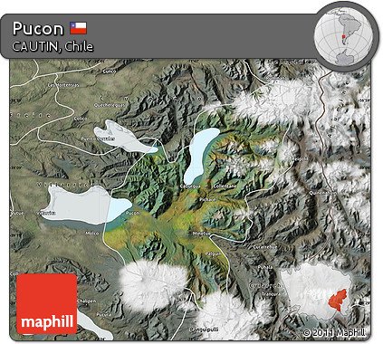 Satellite Map of Pucon, semi-desaturated