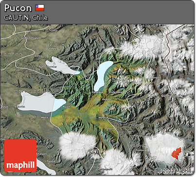 Satellite Map of Pucon, semi-desaturated