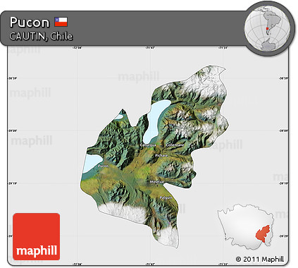 Satellite Map of Pucon, single color outside