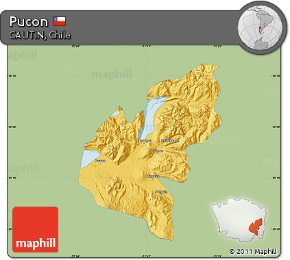 Savanna Style Map of Pucon, single color outside