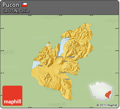 Savanna Style Map of Pucon, single color outside