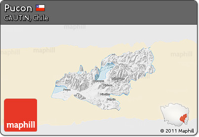 Classic Style Panoramic Map of Pucon, single color outside
