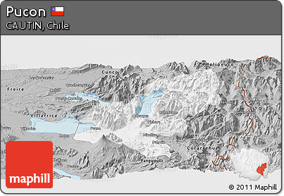Gray Panoramic Map of Pucon
