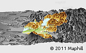 Physical Panoramic Map of Pucon, darken, desaturated