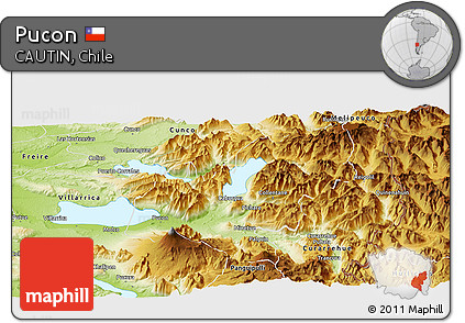 Physical Panoramic Map of Pucon