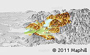 Physical Panoramic Map of Pucon, lighten, desaturated