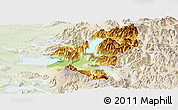 Physical Panoramic Map of Pucon, lighten